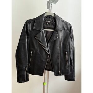 Topshop Leather Moto Jacket / Size 4 / Black